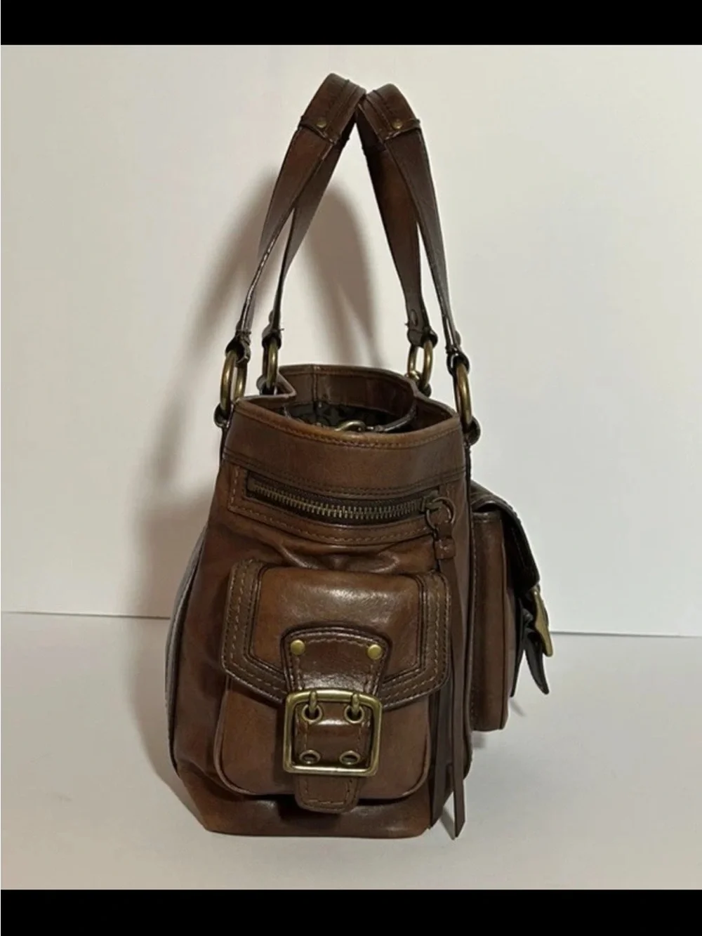 Coach Legacy Shoulder Bag/Tote Cognac Leather,Chunky Brass Hardware,RARE/VINTAGE